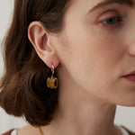 Square Gemstone Drop Hoop Earrings - floysun