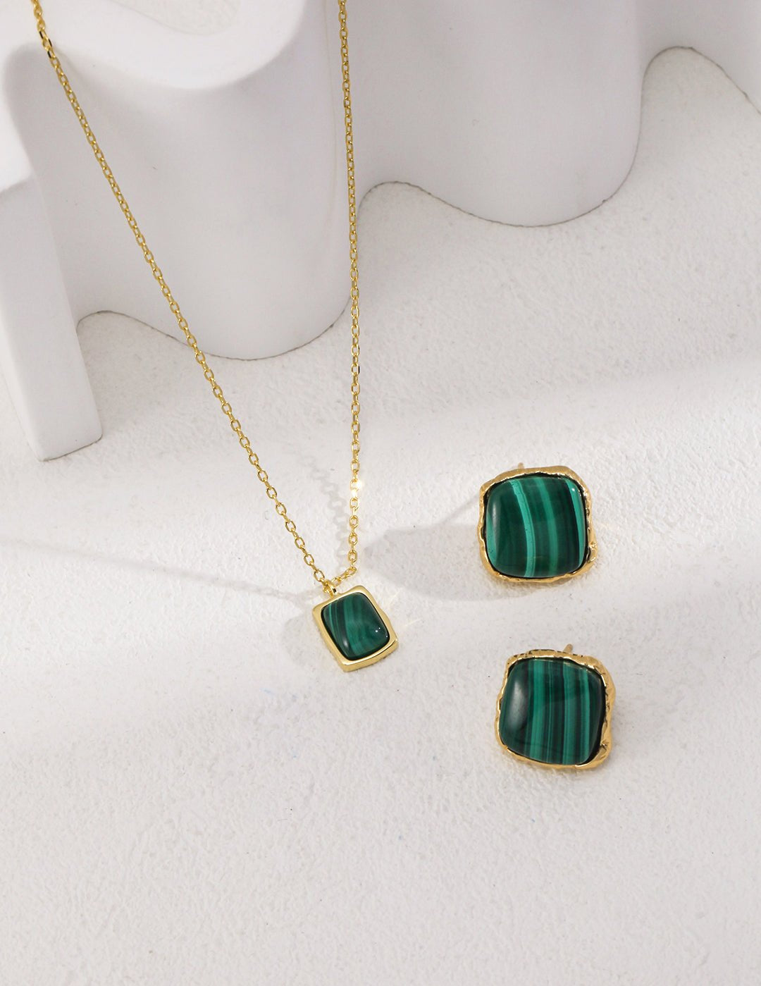 Square Malachite Stone Earrings - floysun