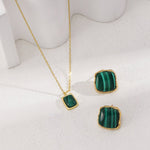 Square Malachite Stone Earrings - floysun