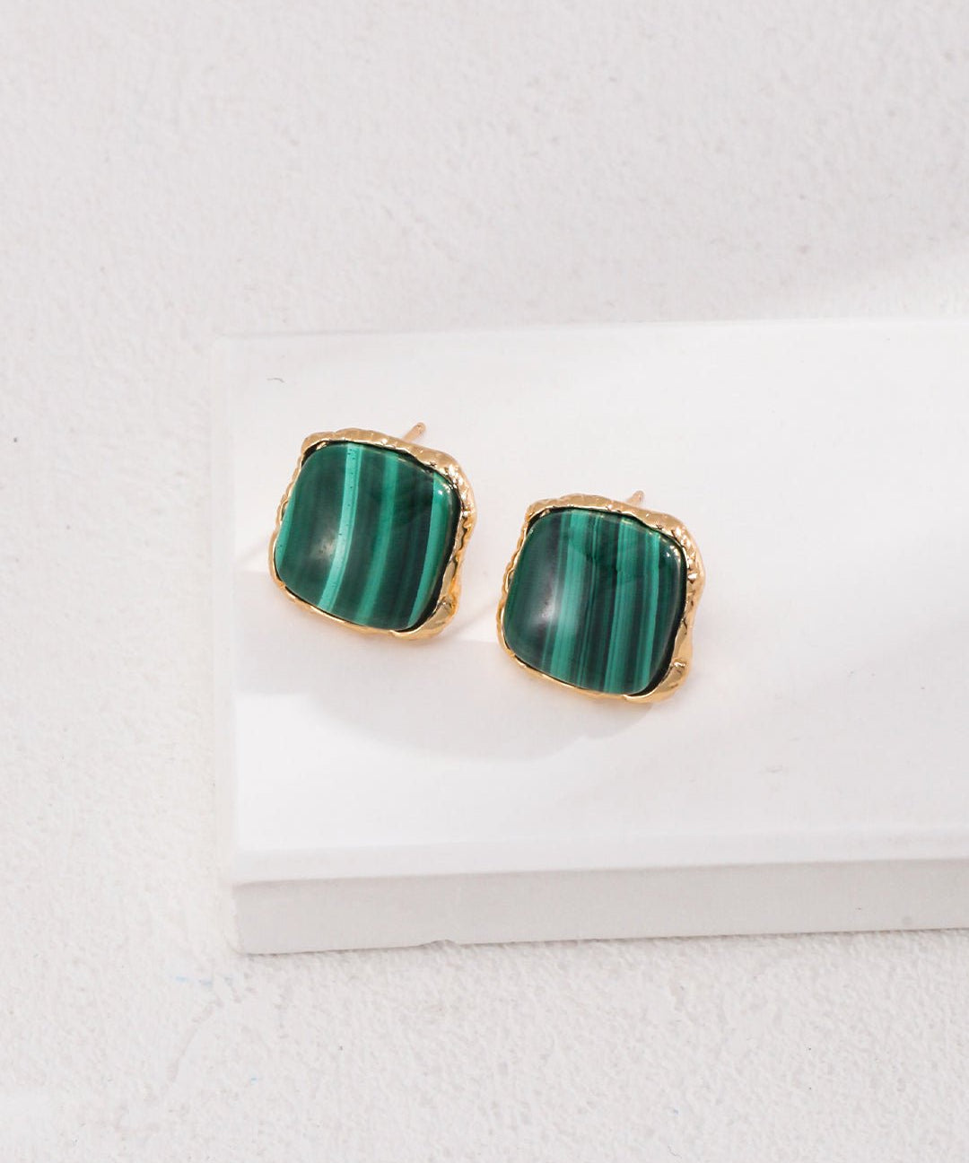 Square Malachite Stone Earrings - floysun