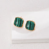 Square Malachite Stone Earrings - floysun