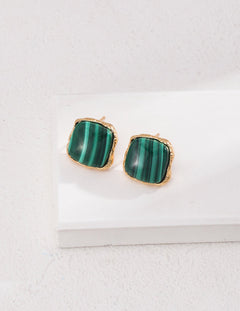 Square Malachite Stone Earrings - floysun