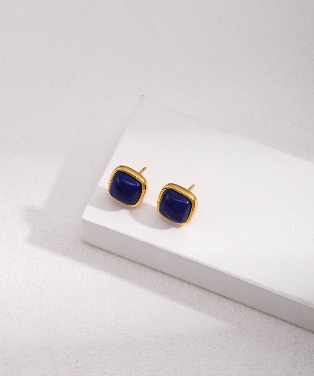 Square Natural Lapis Lazuli Earrings - floysun