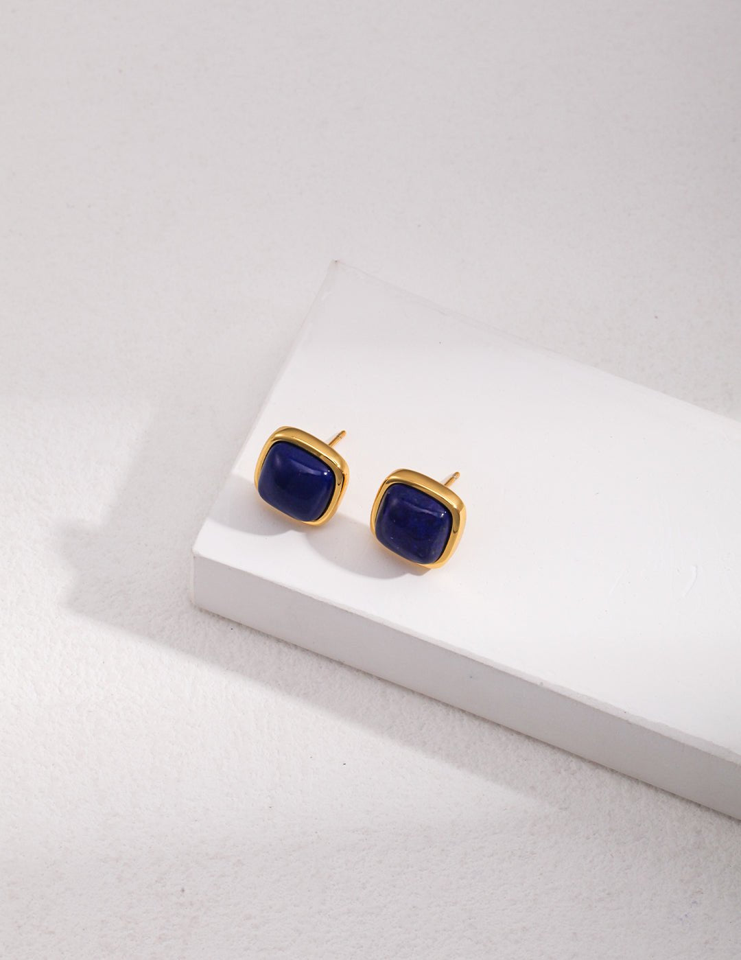 Square Natural Lapis Lazuli Earrings - floysun