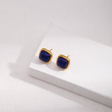 Square Natural Lapis Lazuli Earrings - floysun