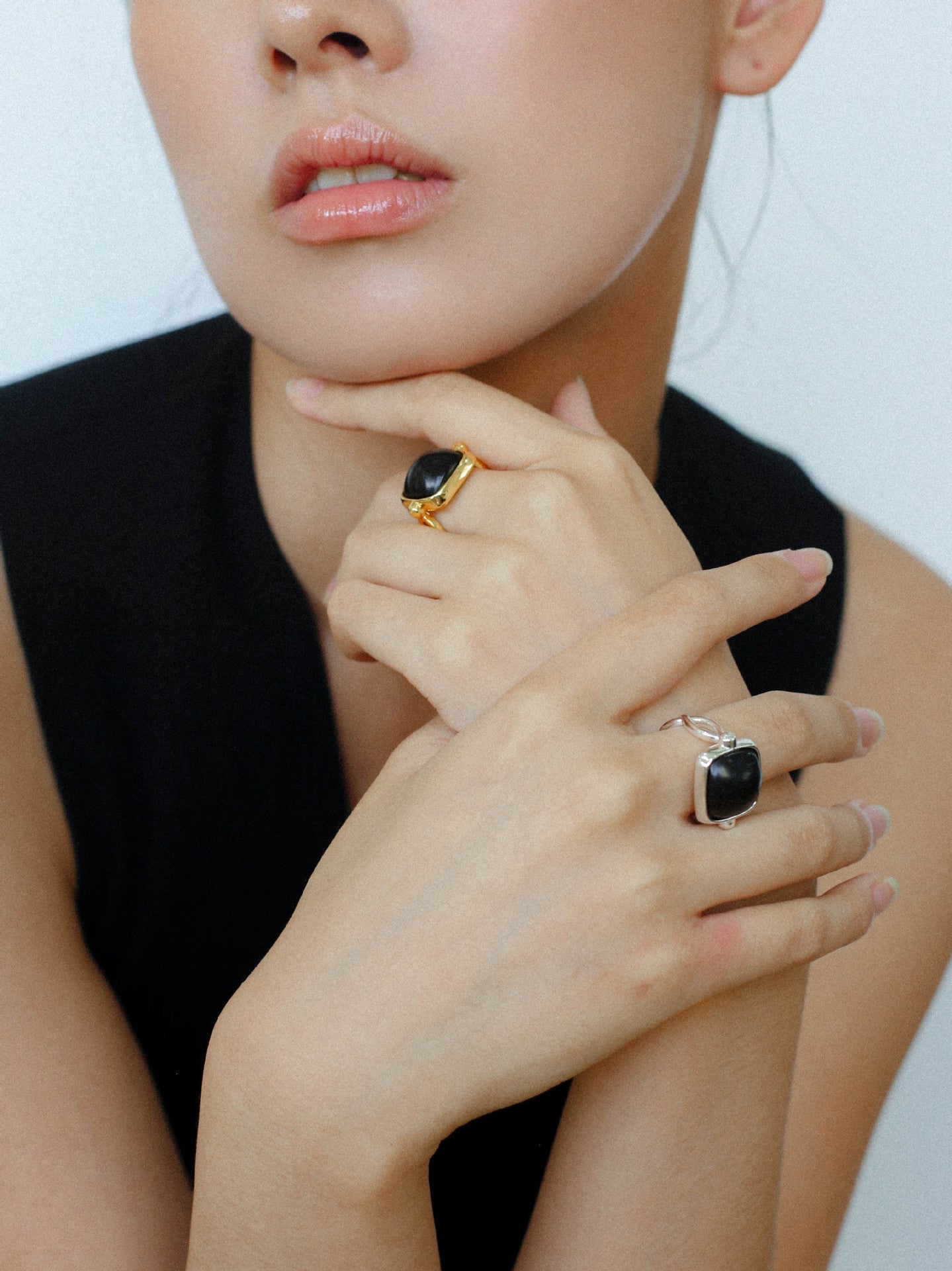 Square Open Black Ebony Wood Ring - floysun