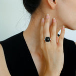 Square Open Black Ebony Wood Ring - floysun