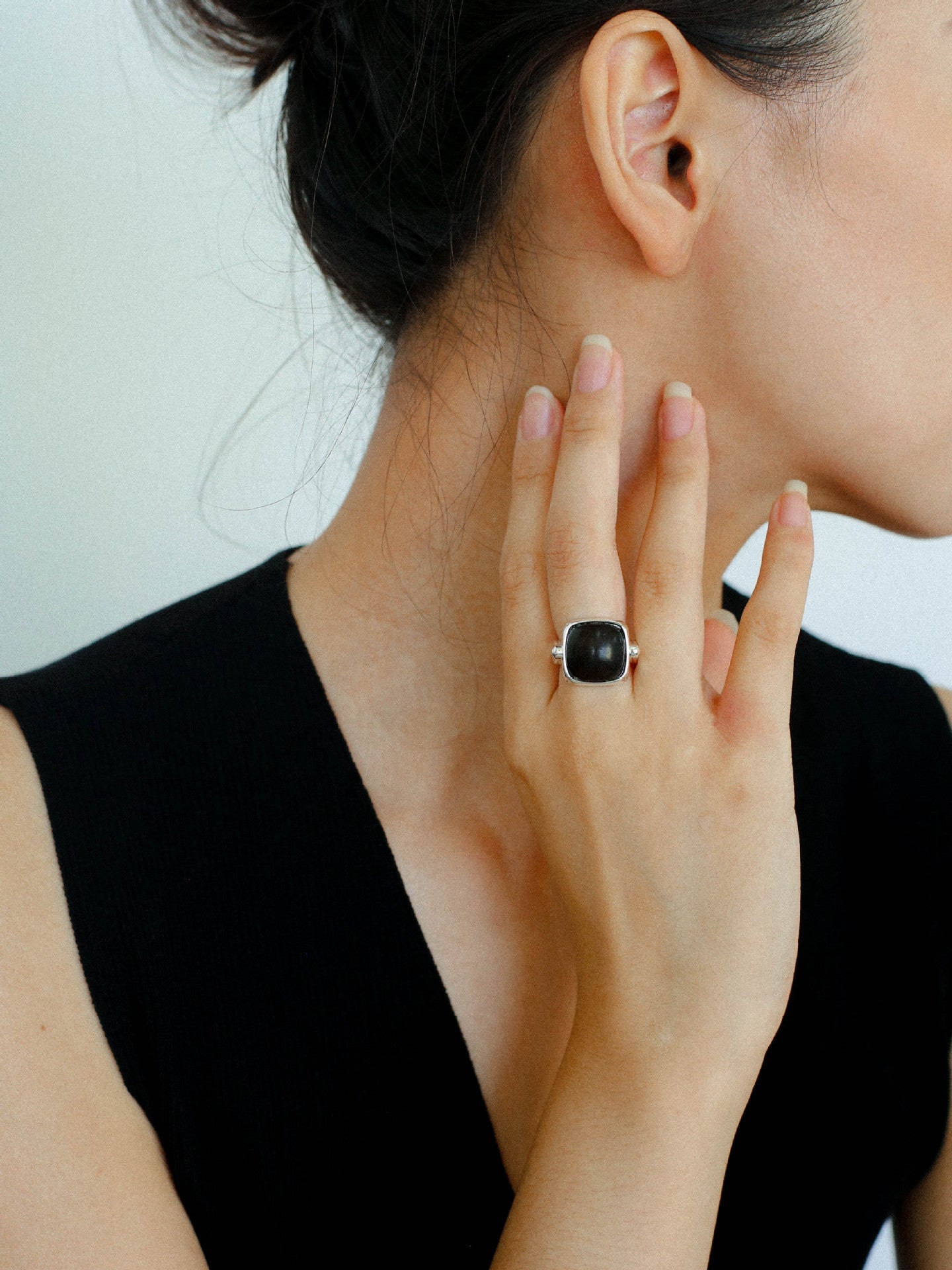 Square Open Black Ebony Wood Ring - floysun