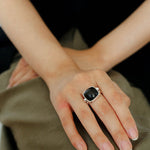 Square Open Black Ebony Wood Ring - floysun