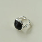 Square Open Black Ebony Wood Ring - floysun