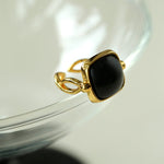 Square Open Black Ebony Wood Ring - floysun