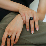 Square Open Black Ebony Wood Ring - floysun