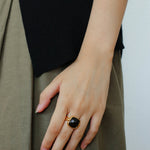 Square Open Black Ebony Wood Ring - floysun