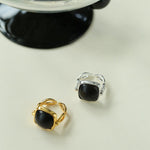 Square Open Black Ebony Wood Ring - floysun