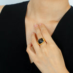 Square Open Black Ebony Wood Ring - floysun