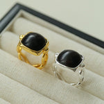 Square Open Black Ebony Wood Ring - floysun