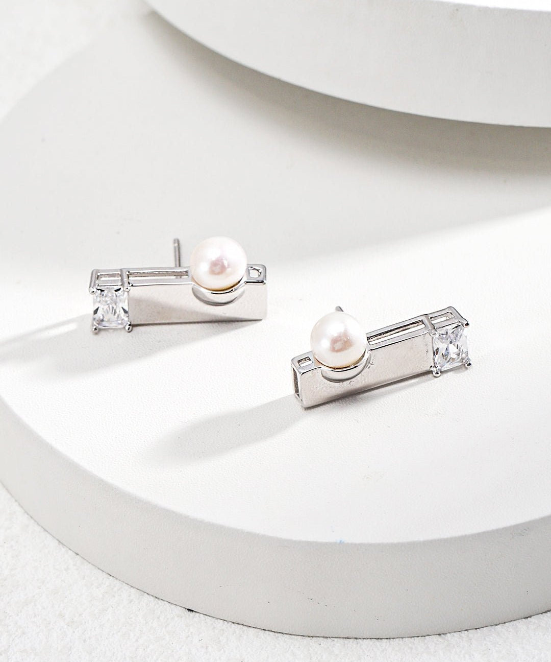 Square Pearl Zircon Earrings - floysun