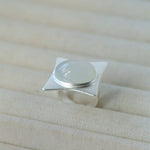 Square - Set Oval Gemstone Statement Open Ring - floysun