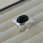 Square - Set Oval Gemstone Statement Open Ring - floysun