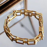 Square Splicing Chain Gold Bracelet - floysun