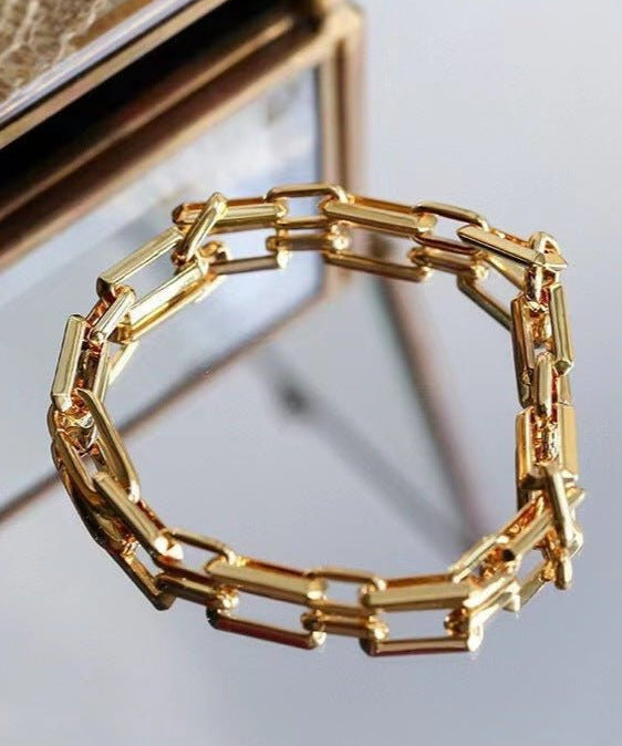 Square Splicing Chain Gold Bracelet - floysun