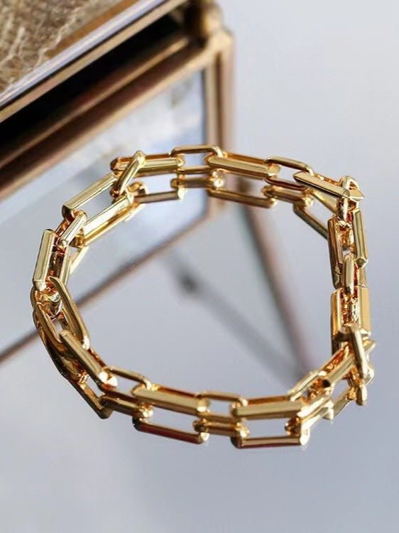 Square Splicing Chain Gold Bracelet - floysun