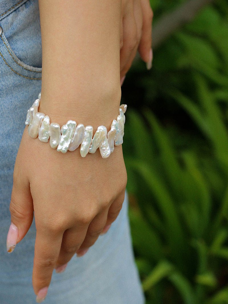 Square Uniquely Shaped Baroque Pearl Bracelet - floysun