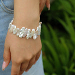 Square Uniquely Shaped Baroque Pearl Bracelet - floysun