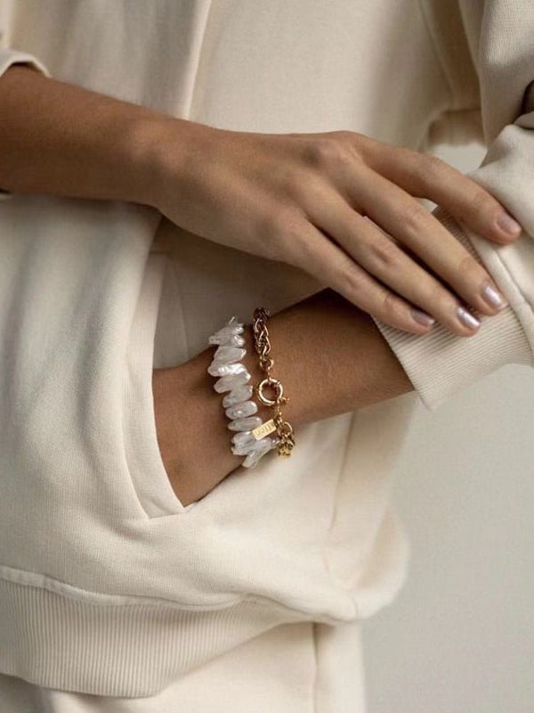 Square Uniquely Shaped Baroque Pearl Bracelet - floysun