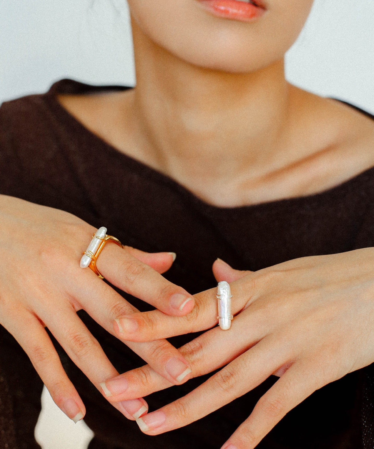 Stackable Long Baroque Pipa Pearl Ring - floysun