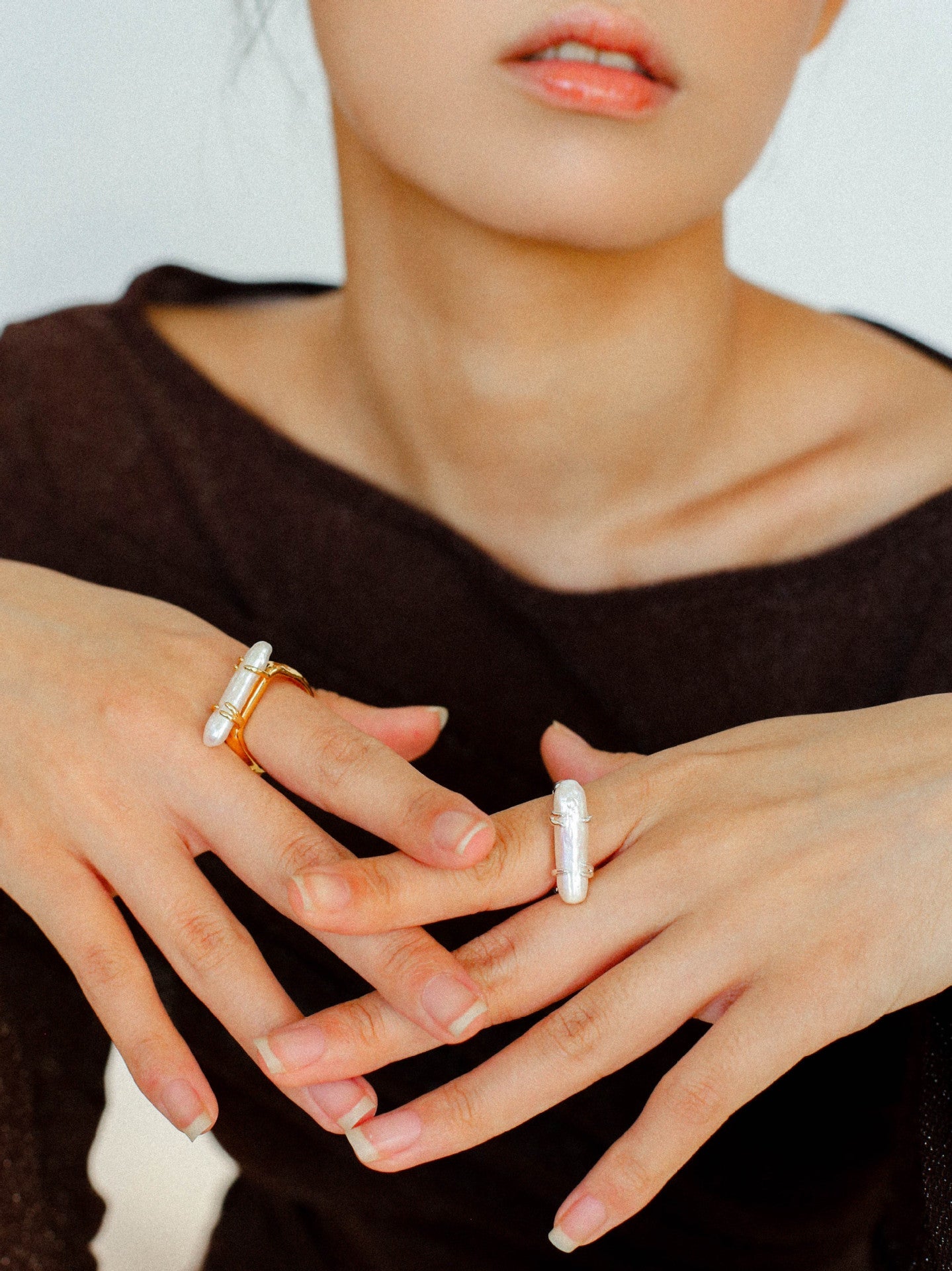 Stackable Long Baroque Pipa Pearl Ring - floysun