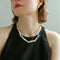 Staggered Pearl OT Buckle Necklace - floysun