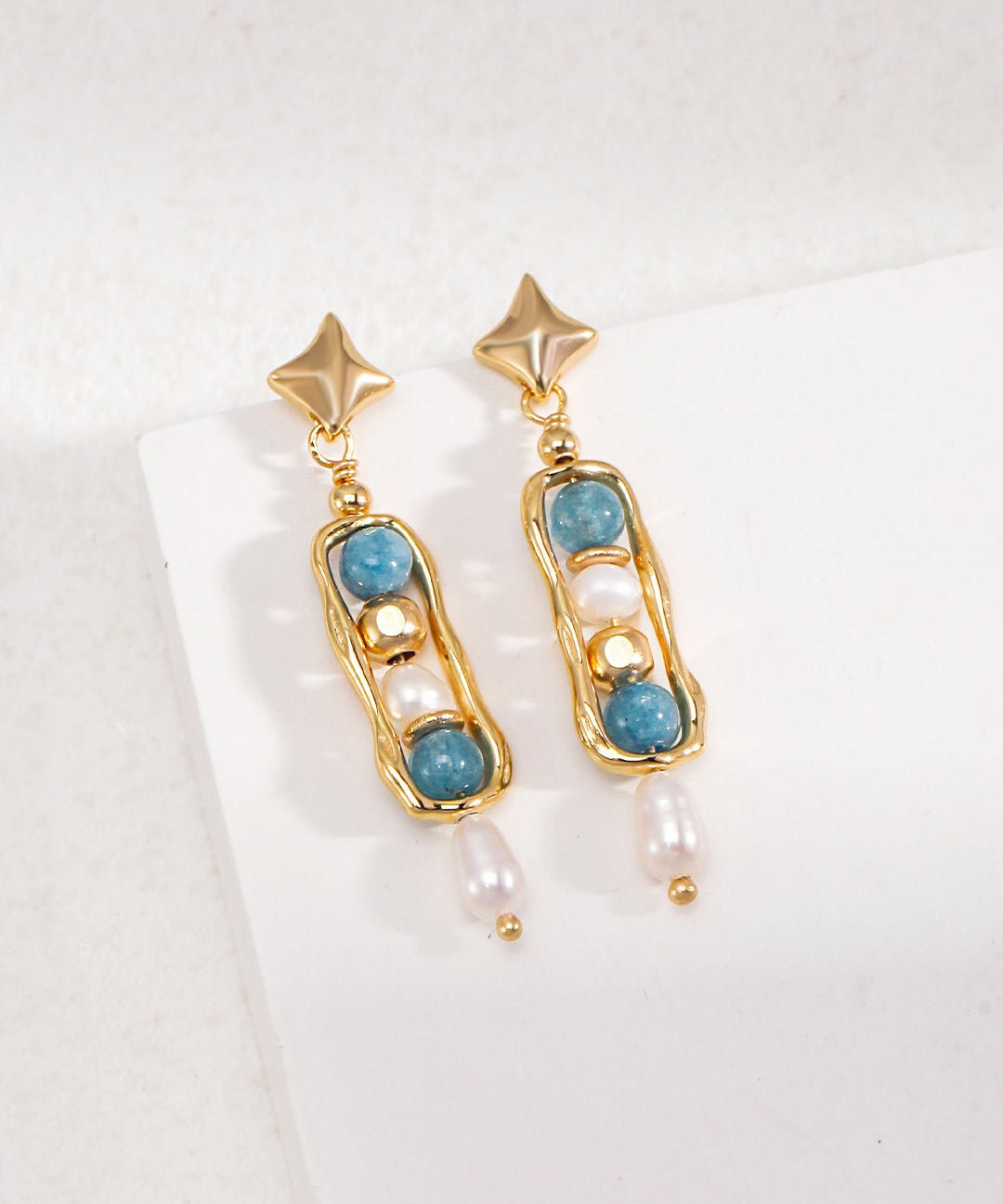 Star Trail Amazonite Pearl Drop Earrings - floysun