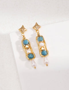 Star Trail Amazonite Pearl Drop Earrings - floysun