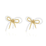 Starry Series Bow Pearl Stud Earrings - floysun