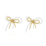 Starry Series Bow Pearl Stud Earrings - floysun