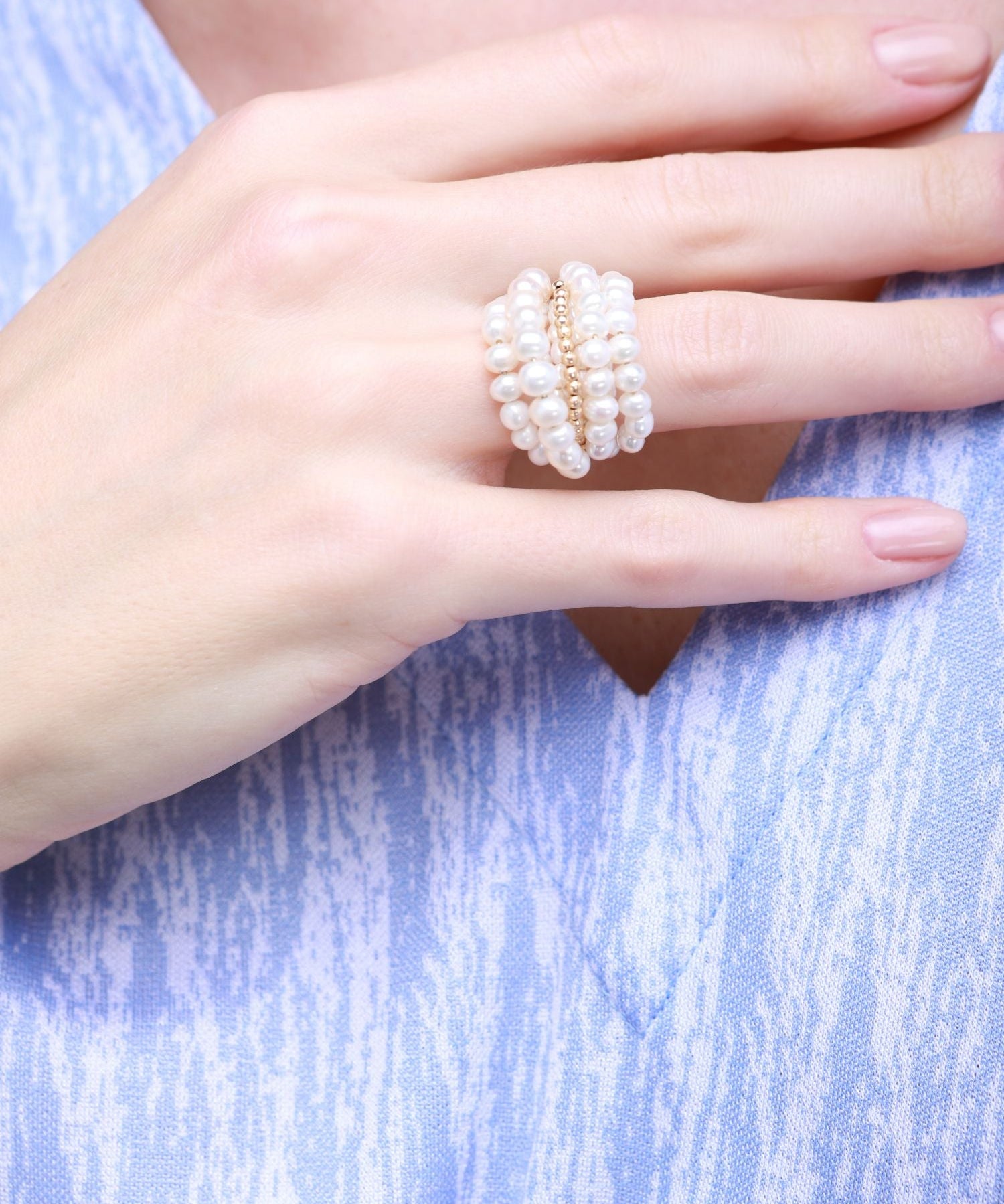 Starry Series Multi - Layered Gold Bead Ring - floysun