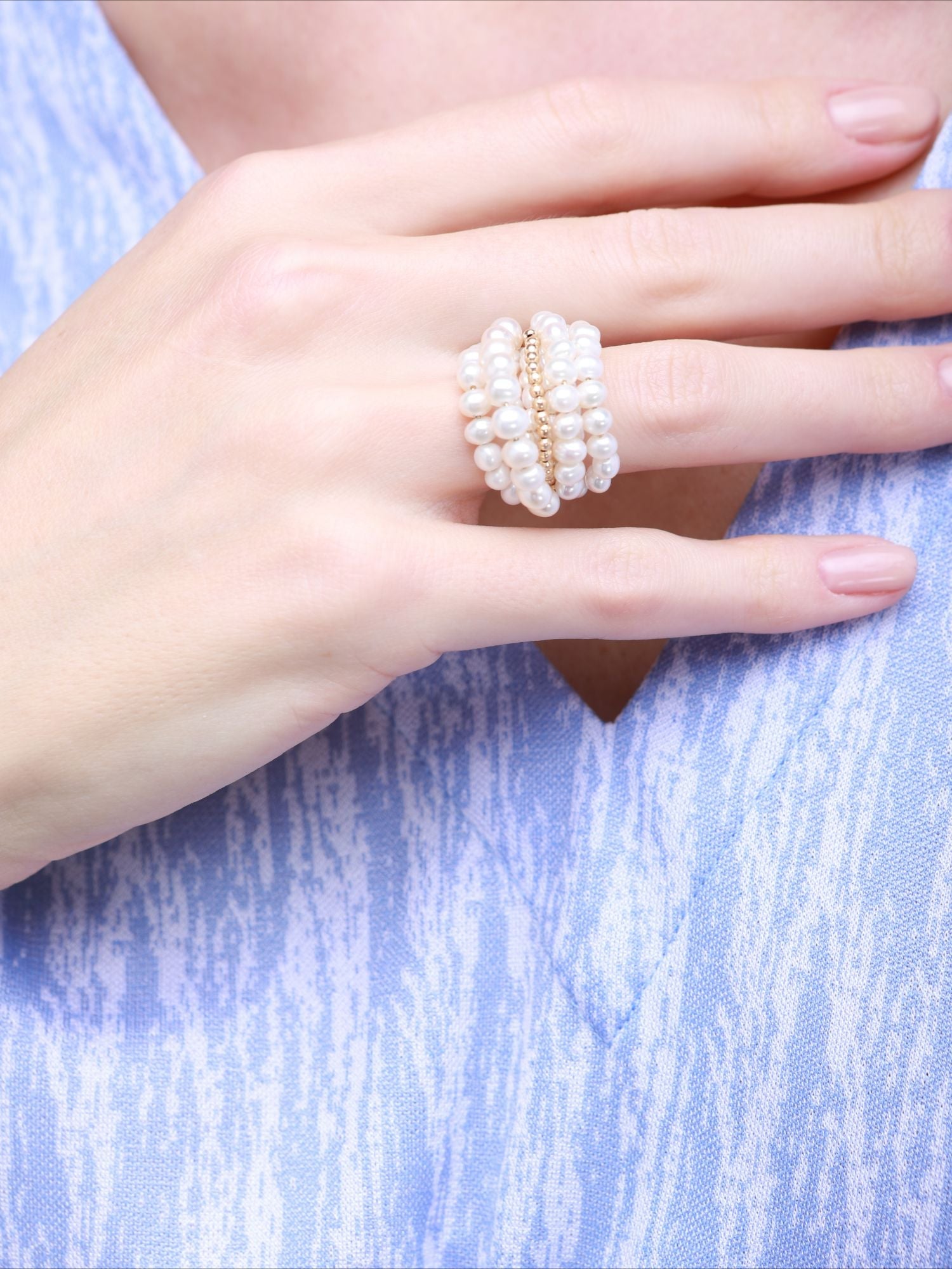 Starry Series Multi - Layered Gold Bead Ring - floysun