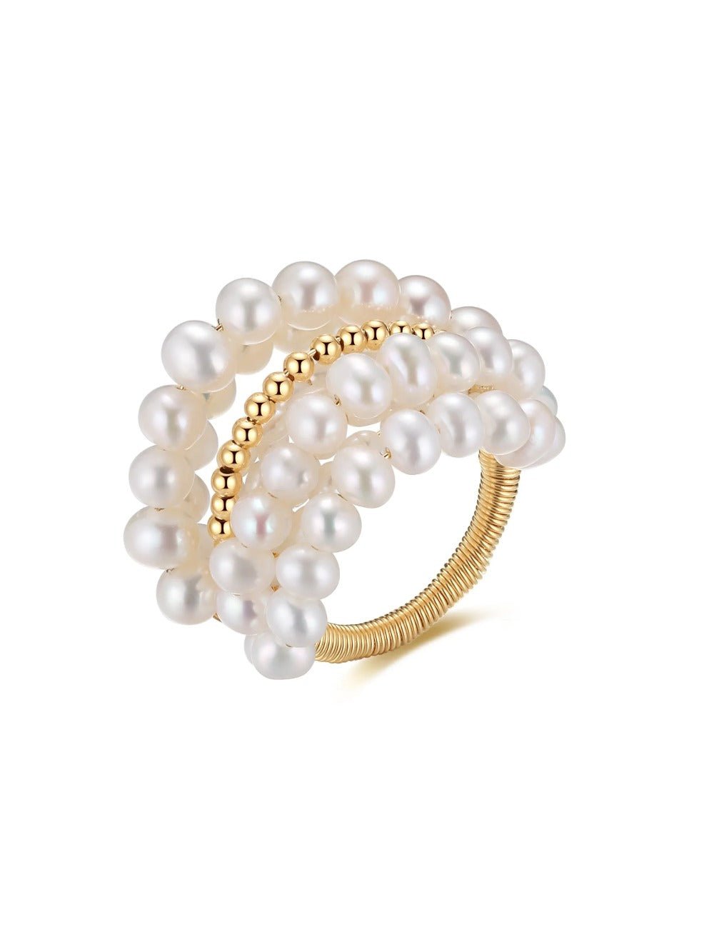 Starry Series Multi - Layered Gold Bead Ring - floysun