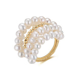 Starry Series Multi - Layered Gold Bead Ring - floysun