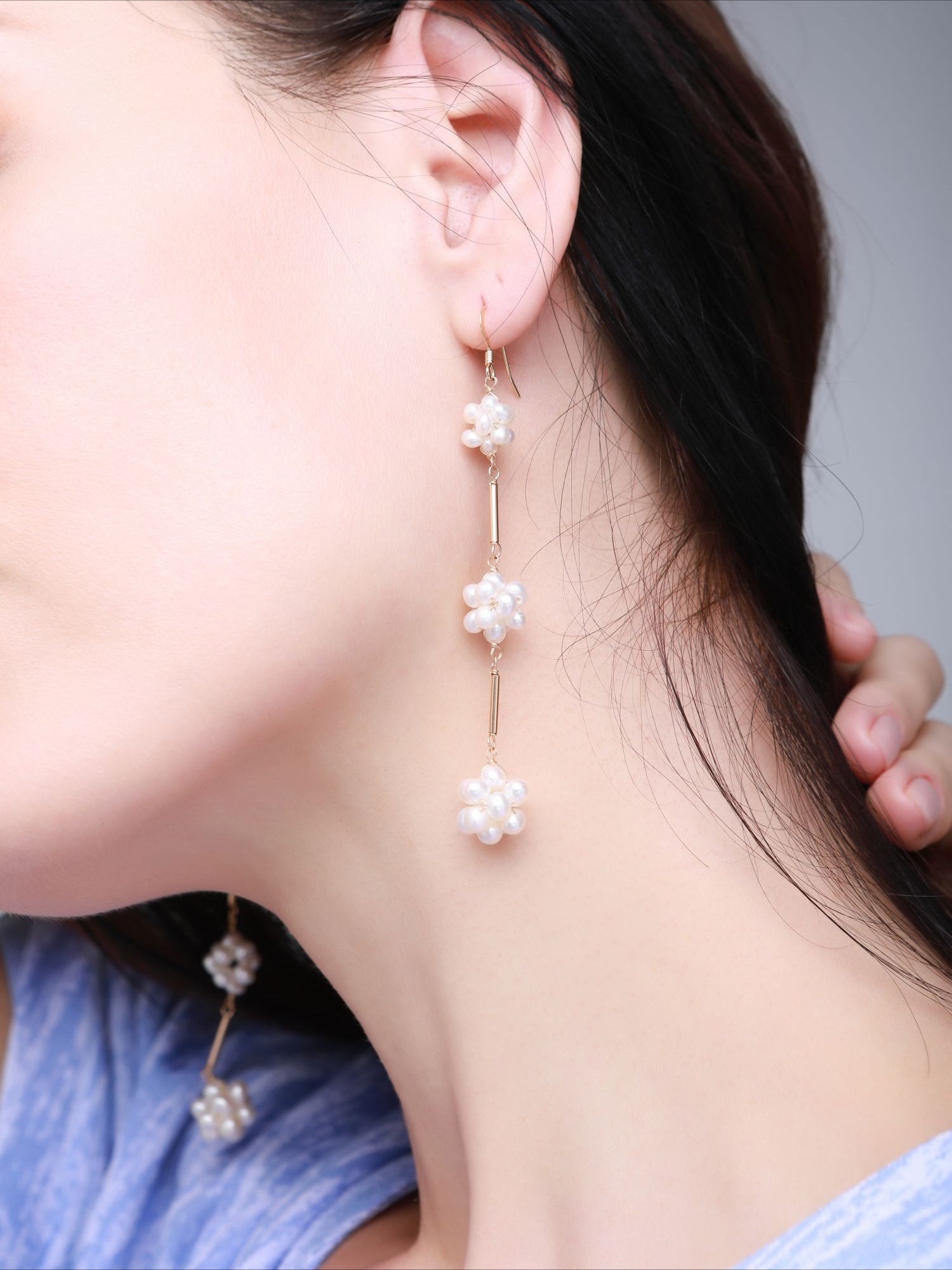 Starry Series Triple Cluster Floral Earrings - floysun