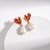 Sterling Silver Heart Pearl Earrings - floysun