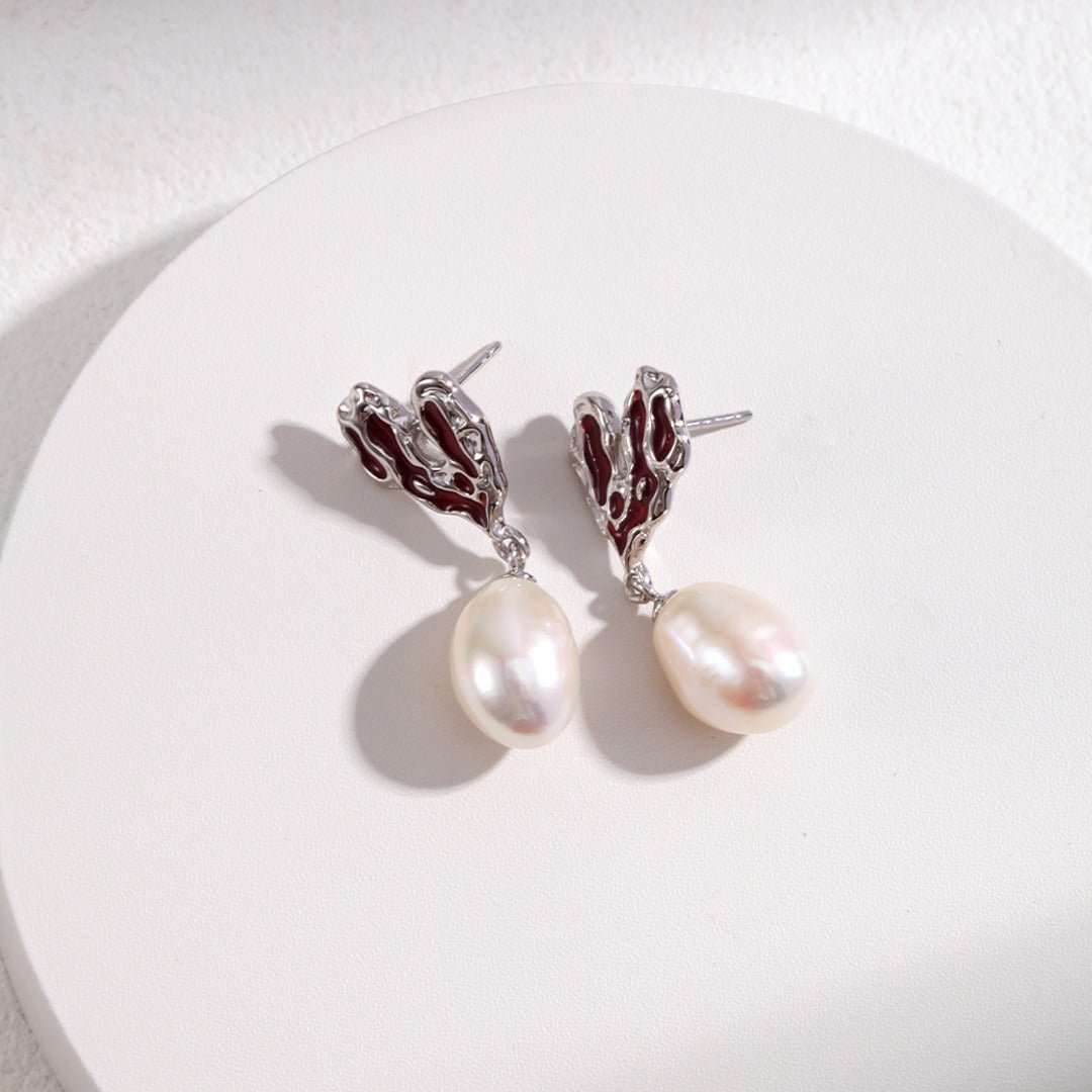 Sterling Silver Heart Pearl Earrings - floysun