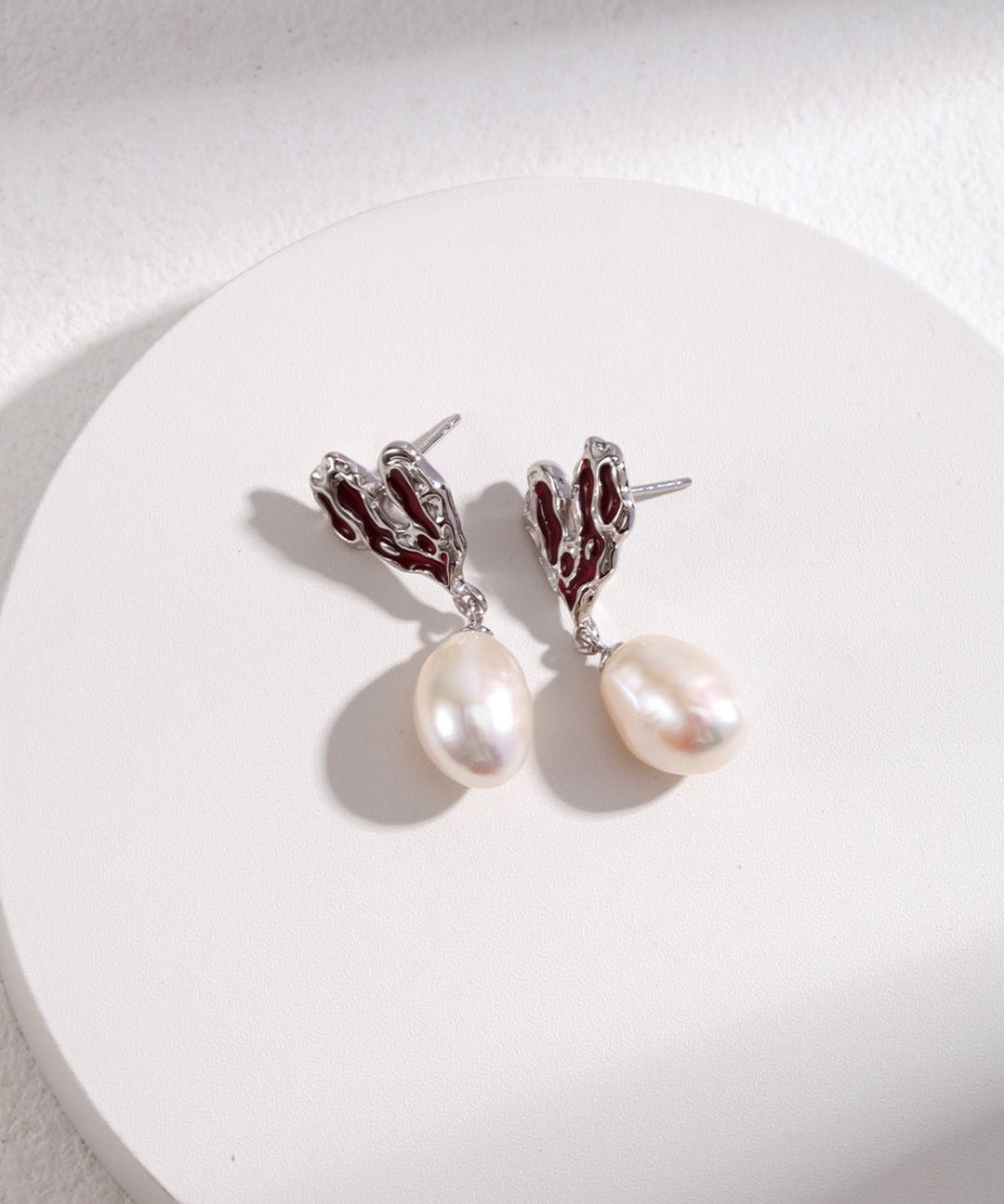 Sterling Silver Heart Pearl Earrings - floysun