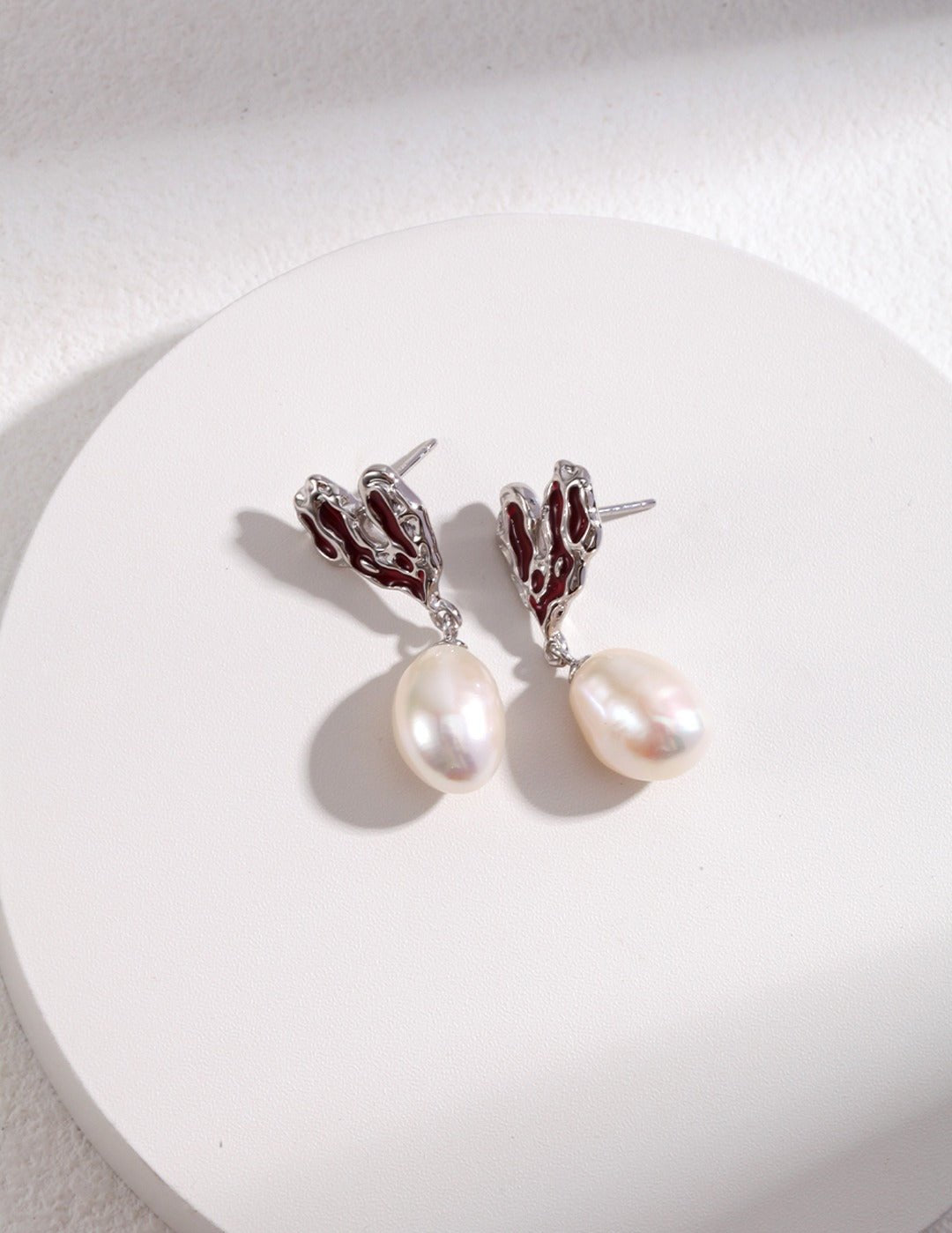 Sterling Silver Heart Pearl Earrings - floysun