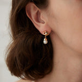 Sterling Silver Hollow Pearl Drop Earring - floysun