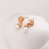 Sterling Silver Hollow Pearl Drop Earring - floysun