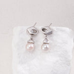 Sterling Silver Hollow Pearl Drop Earring - floysun