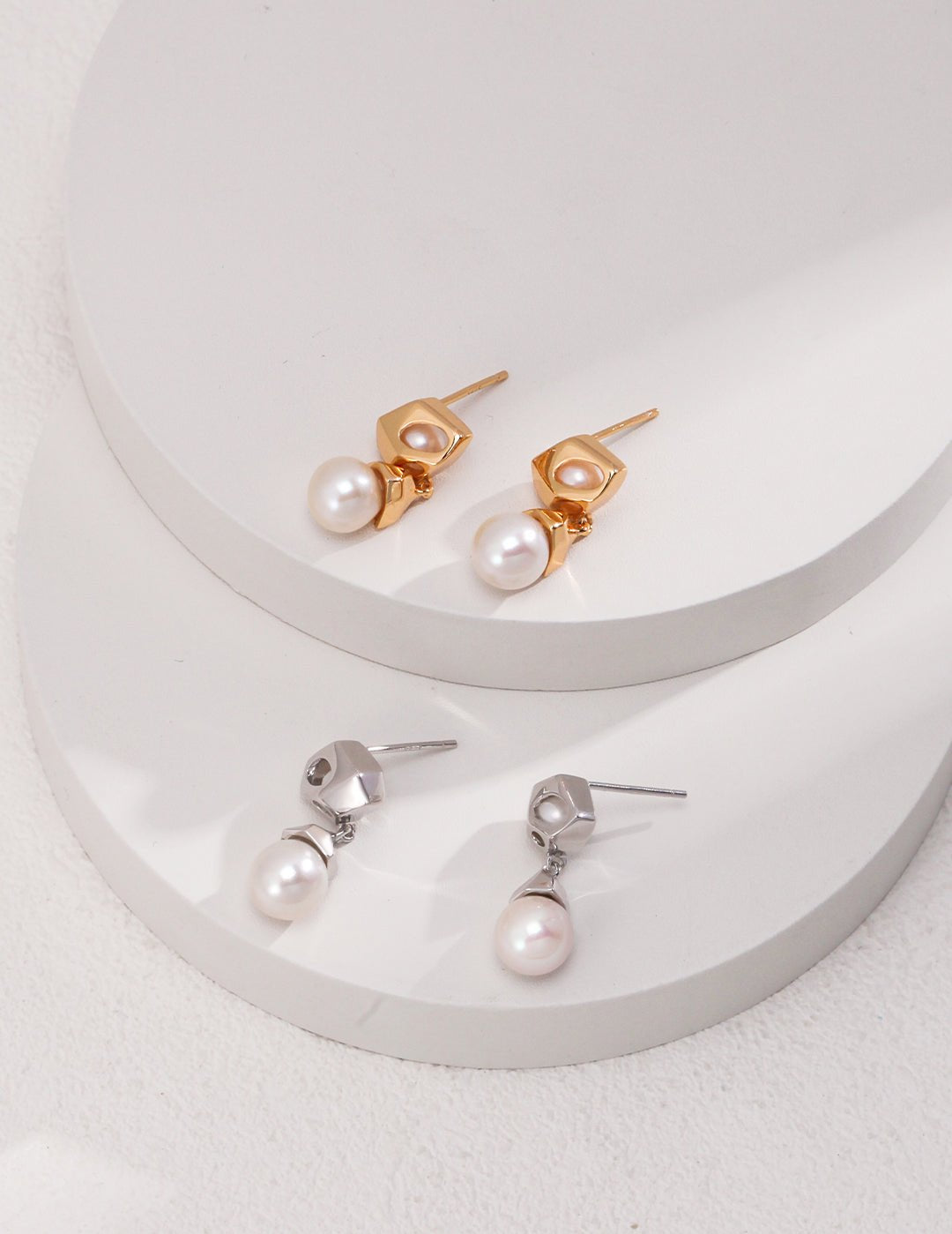 Sterling Silver Hollow Pearl Drop Earring - floysun