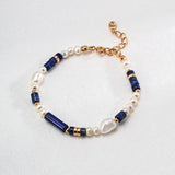 Sterling Silver Lapis Lazuli Pearl Bracelet - floysun